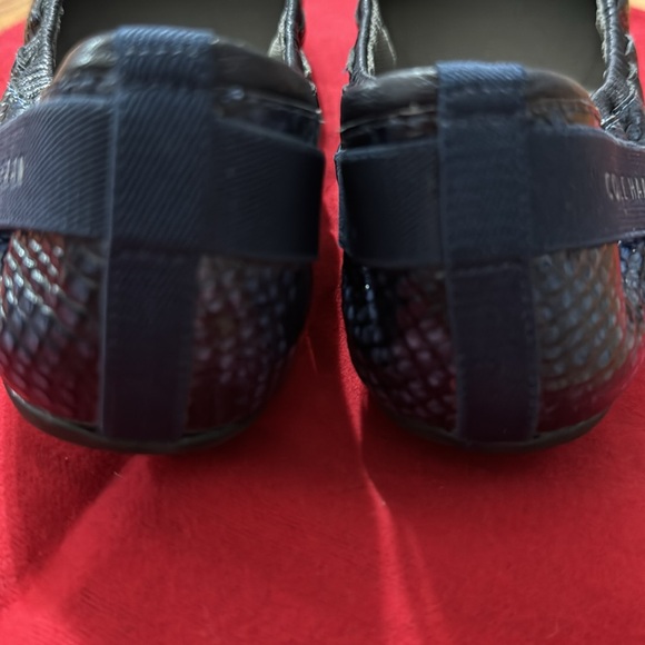 Cole Haan Zerogrand Navy Blue Snakeskin, Leather Ballet Flats - Picture 4 of 11